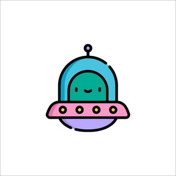 A cute alien spaceship with a smile on its face vector