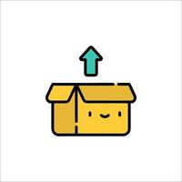 A box with an arrow pointing up and a smiley face vector