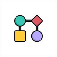 A simple icon of a network with three different colored blocks vector