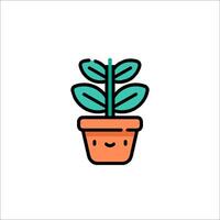 A plant in a pot with a smiley face vector