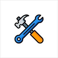 A wrench and hammer icon on a white background vector