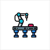 A robot is working on a table in a factory vector
