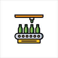 A line icon of a machine that is filling bottles vector