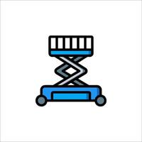 A blue scissor lift icon on a white background vector