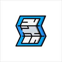 A blue and white logo with a hexagon shape vector