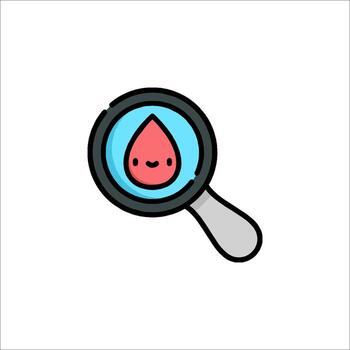 A magnifying glass with a red drop in it vector