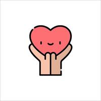 A hand holding a heart icon vector