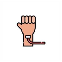 A hand with a red cord attached to it vector