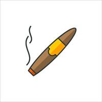 A cigar with a yellow tip and a black tip vector