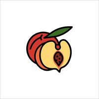 A peach with a slice cut out of it vector