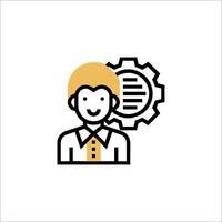 A man with a gear on his head and a clock icon vector