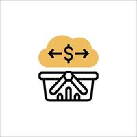 A basket with a dollar sign and a cloud icon vector