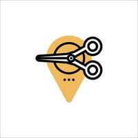 A stylist's scissors icon on a map pin vector