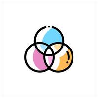A colorful logo with three circles vector