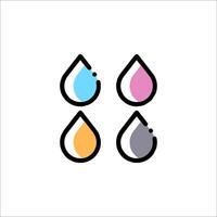 Four different colored drops of water in different shapes vector