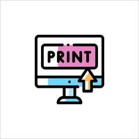 Print icon on a computer monitor vector
