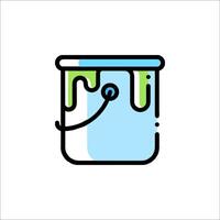 A blue paint bucket with a green handle vector