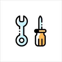 A wrench and a screwdriver icon on a white background vector