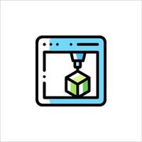 A computer screen with a cube on it vector