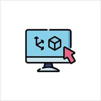 A computer monitor with a mouse pointing at it vector