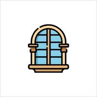 A window with a window frame and a window sill vector