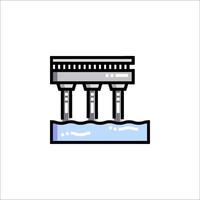A drawing of a building with two columns vector