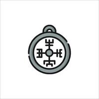 A compass icon with a symbol on it vector