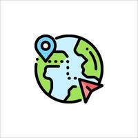 Travel icon with map and arrow vector