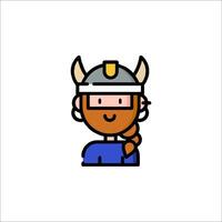 A cartoon viking woman with a helmet on vector