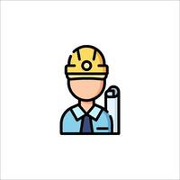 A man in a hard hat and tie holding a paper vector