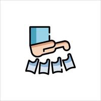 A hand holding a piece of paper with a piece of paper in it vector