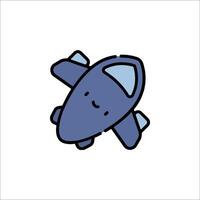 A cartoon airplane with a blue face and a smile vector