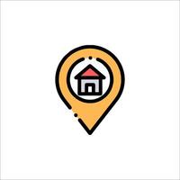 A house icon on a map pointer vector