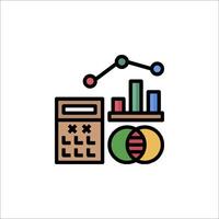 A calculator and a graph are shown in a line icon vector