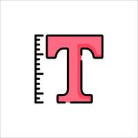 A letter t with a ruler on it vector