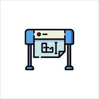 A drawing machine with a paper roll on it vector