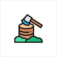 An axe is stuck into a tree stump vector