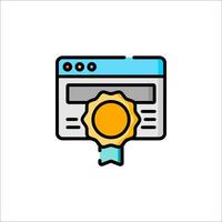A web page with a badge and a ribbon vector