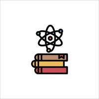 An icon of a book with an atom on top vector