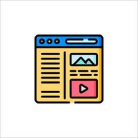 A web page icon with a player vector