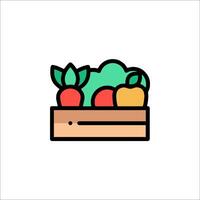 A box with vegetables and fruit on it vector