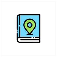 A map pin icon on a book vector