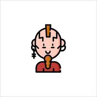 A cartoon character with a mohawk and a beard vector