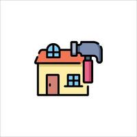 A hammer and house icon on a white background vector