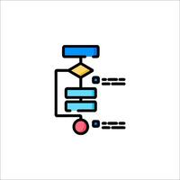 A flow diagram icon with a red arrow pointing to the left vector