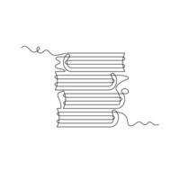 one line art stack of books illustration. line art, one continuous line, simple, hand drawn and sketch style. for icons, symbols, signs or logos vector