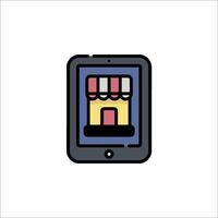 A tablet with a store icon on it vector