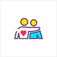 A man and woman hugging with a heart on their chest vector