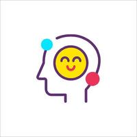 A smiling face with a brain icon vector