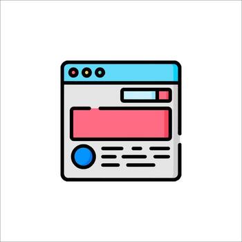 A web page icon with a red and blue color vector